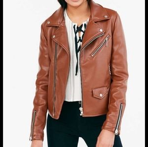 Faux leather moto jacket